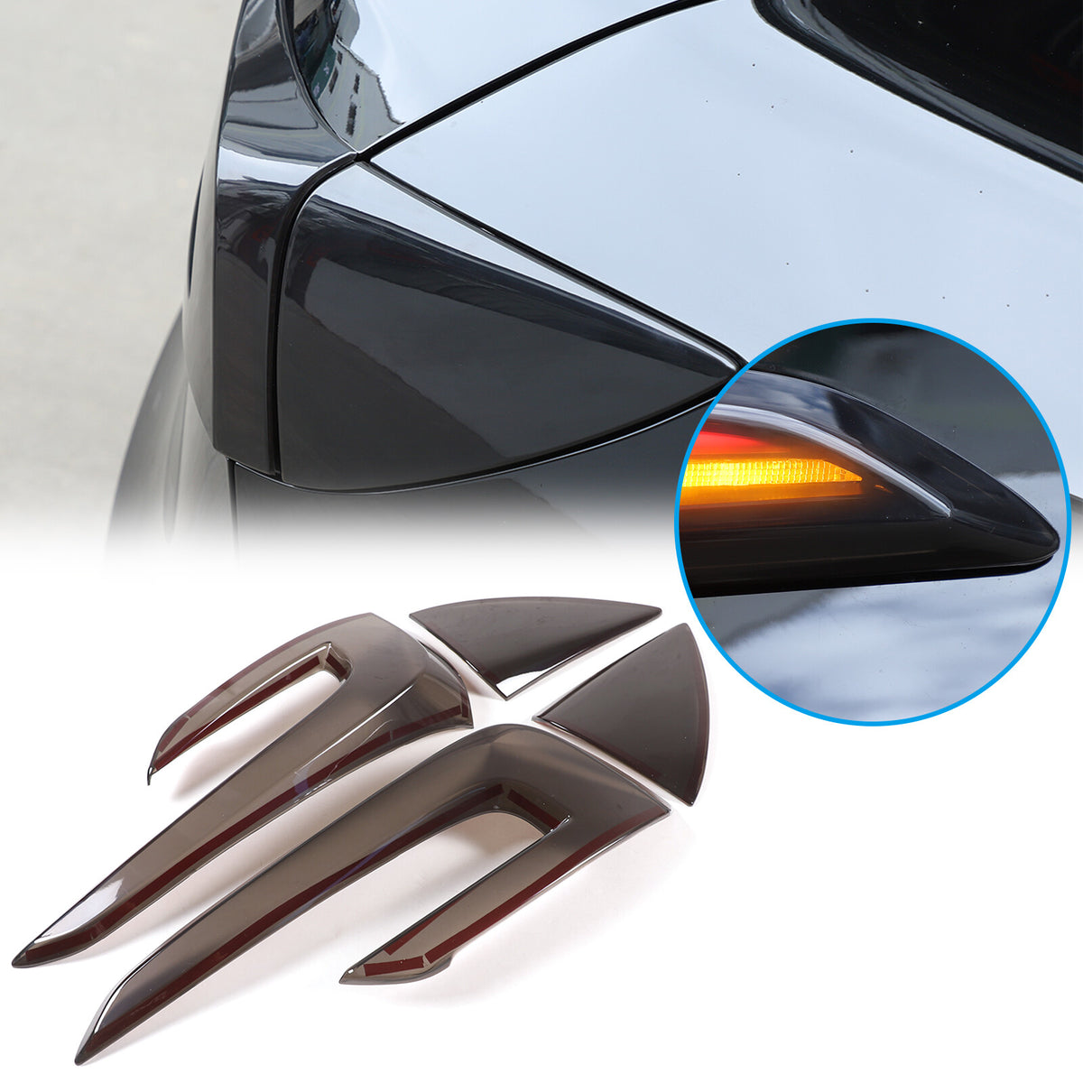 Smoked Blackout Tail Light Lamp Cover Overlay Trim For Tesla Model 3 23+ 13