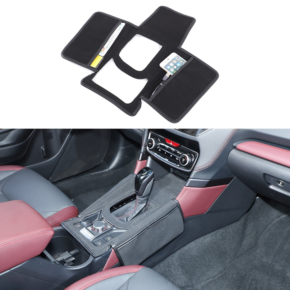 Suede Cloth Center Console Gear Shift Trim Cover For Subaru Forester SK 19-24 US 2
