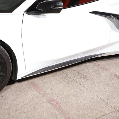 4PCS Soft Carbon Fiber Side Skirt Body Protector Trim For Corvette C8 2020-26 US 8