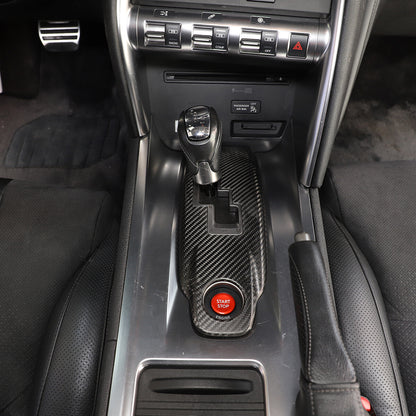 Carbon Fiber Central Control Gear Shift Panel Trim Fit For Nissan GTR R35 3