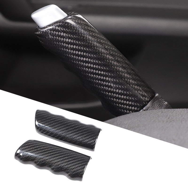 Real Carbon Fiber Emergency Brake Handle Cover Trim For Corvette C6 2005-2013 1