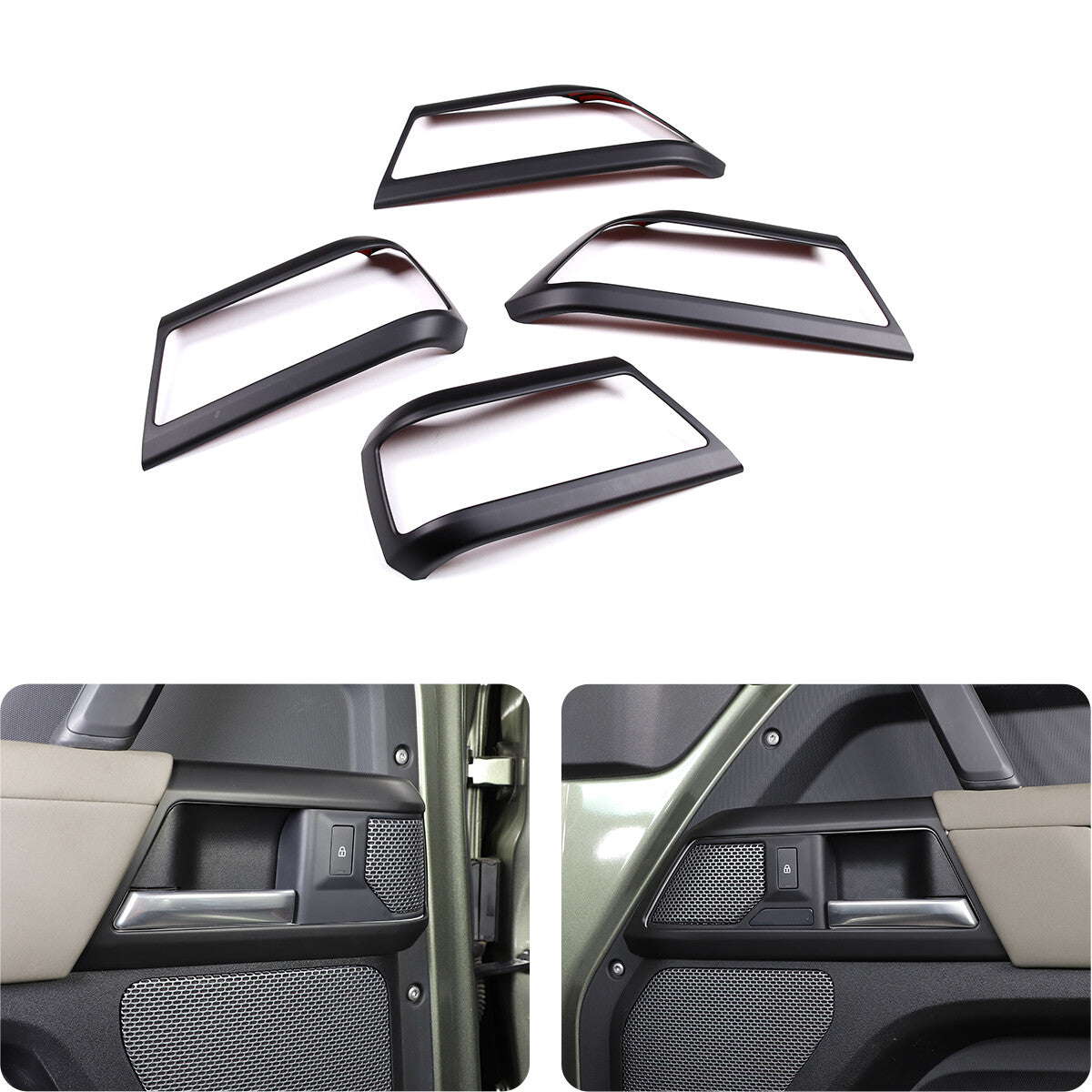 Matte Black Inner Door Handle Trim Cover For Land Rover Defender 110 2020-23 1
