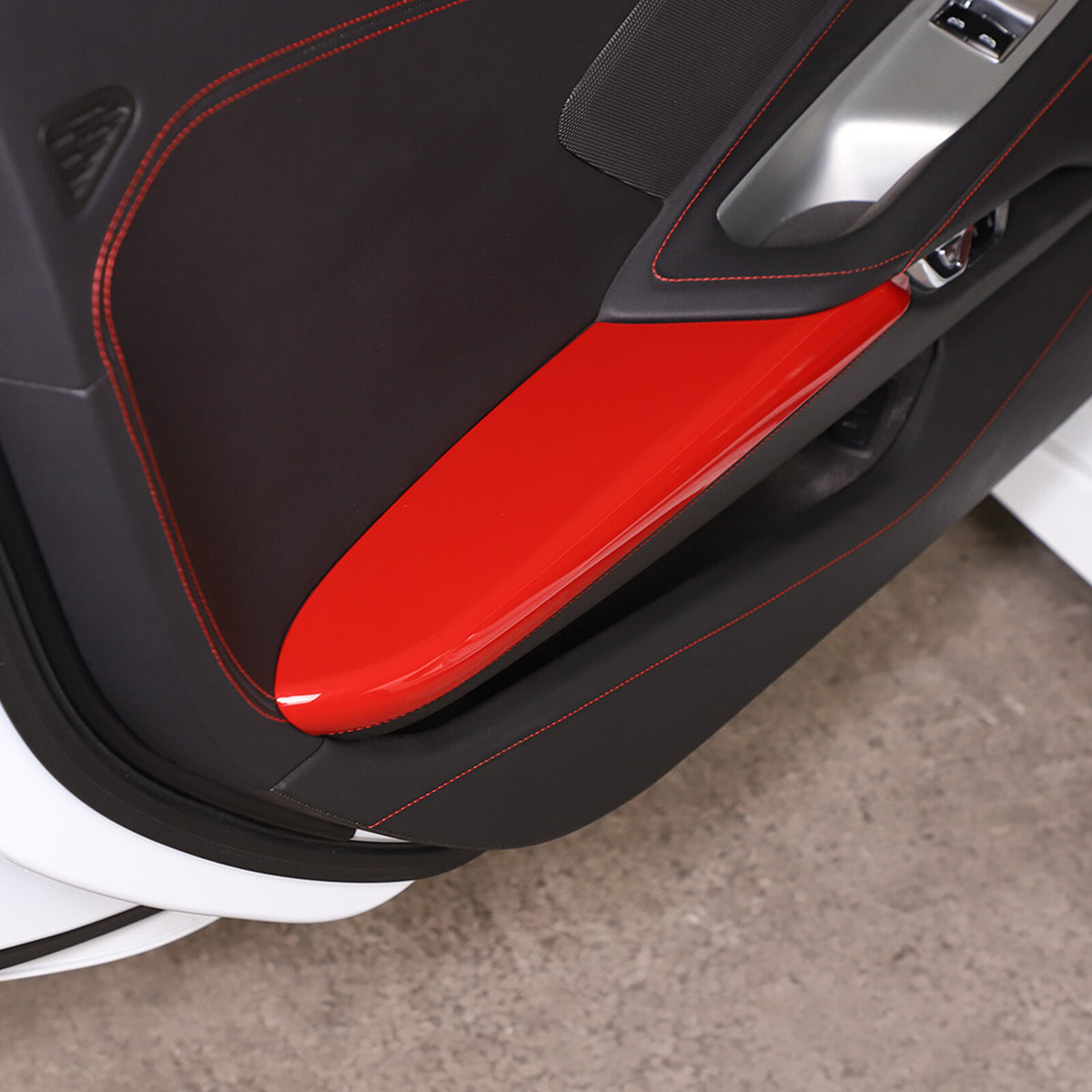 4pc Red ABS Interior Door Arnrest Panel Trim Cover Kit Set For Corvette C8 20-26 12