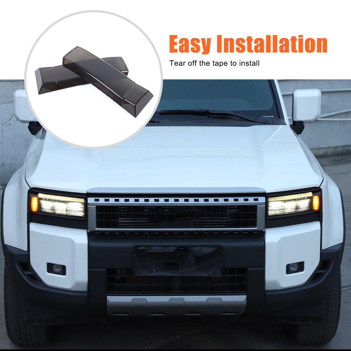 Black Smoked Front Headlight Len Cover For Toyota Land Cruiser LC250 24+ 8