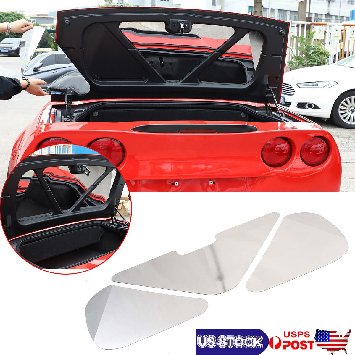 Silver Stainless steel Tail cover inner patch Trim For Corvette C6 2005-2013 US 1