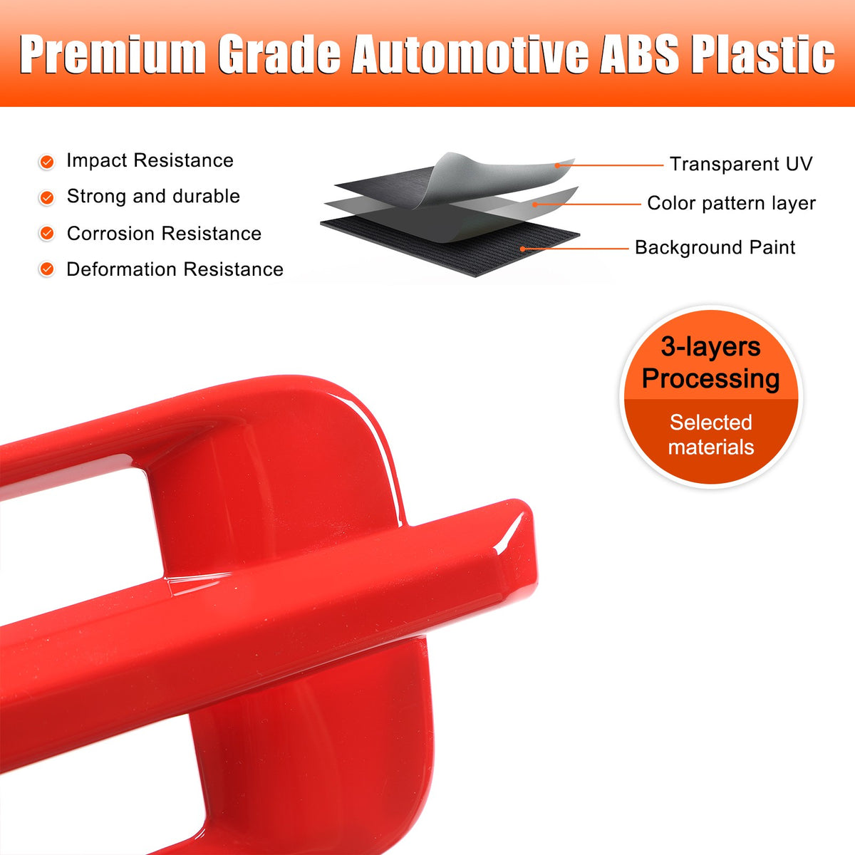 Sport Red ABS Side Fender Trim Cover For Cadillac Escalade 2007-2014 21