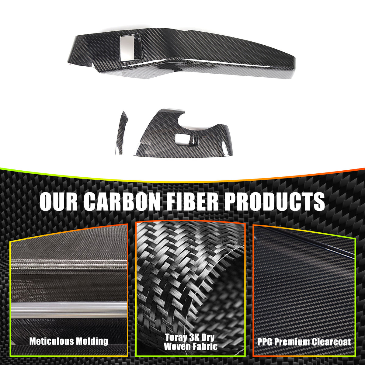 Real Carbon Fiber Window Lift Switch Button Trim Cover For Corvette C7 2014-19 15