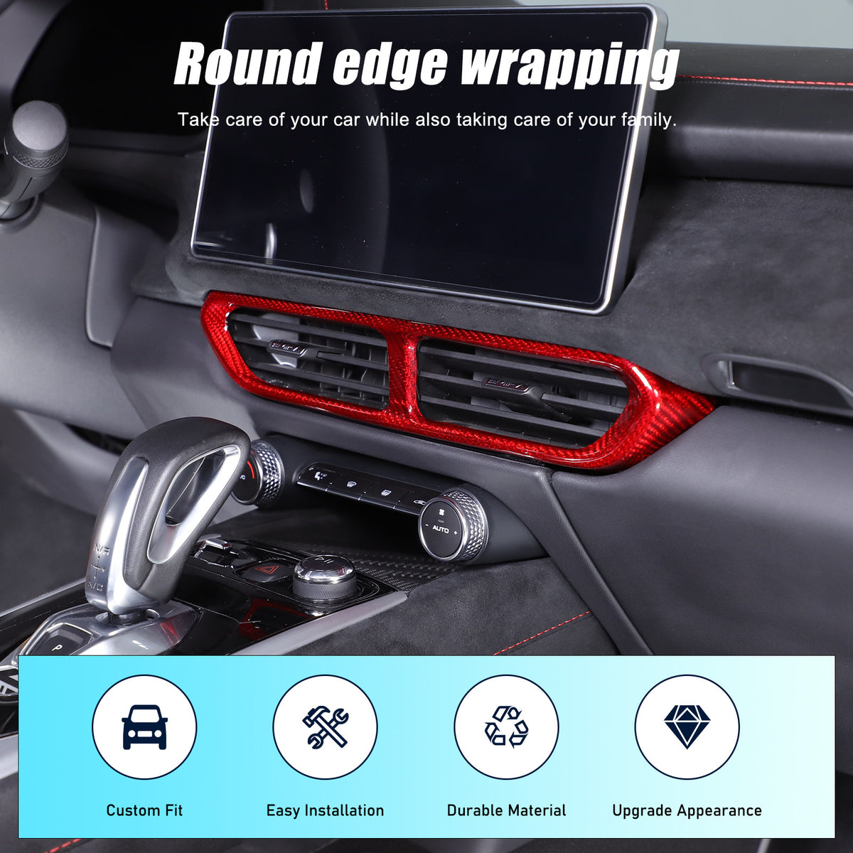 Red Real Carbon Fiber Center Console Air Vent Panel Trim For Lotus EMIRA 2021-25 5