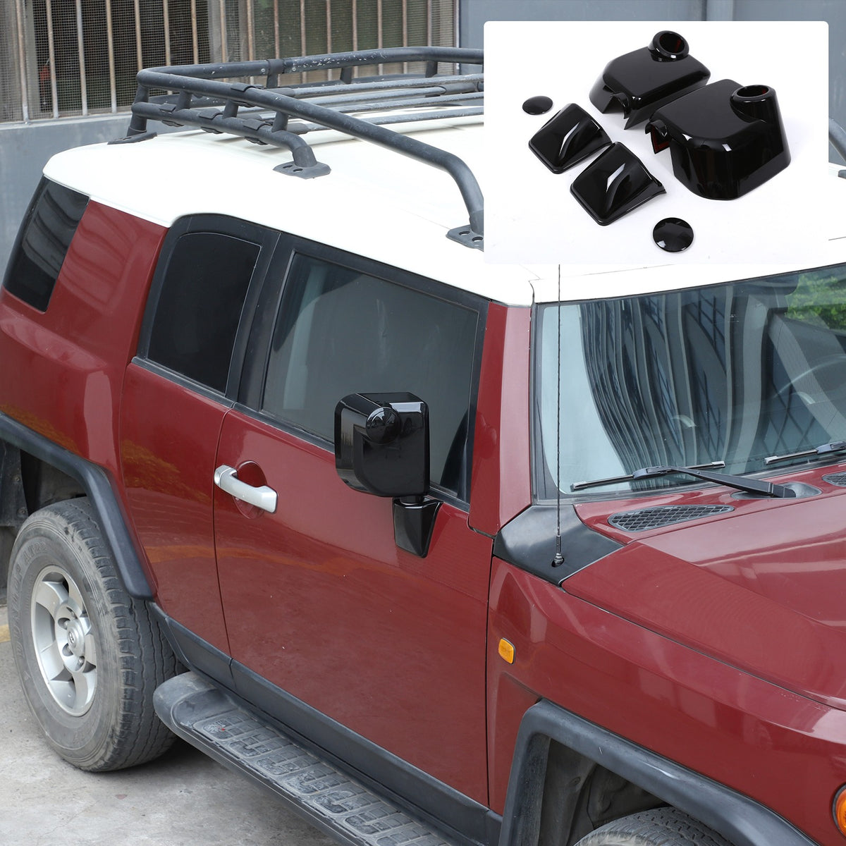 Glossy Piano Black ABS Side Mirror Cover Trim For Toyota FJ Cruiser 2007-2021 2