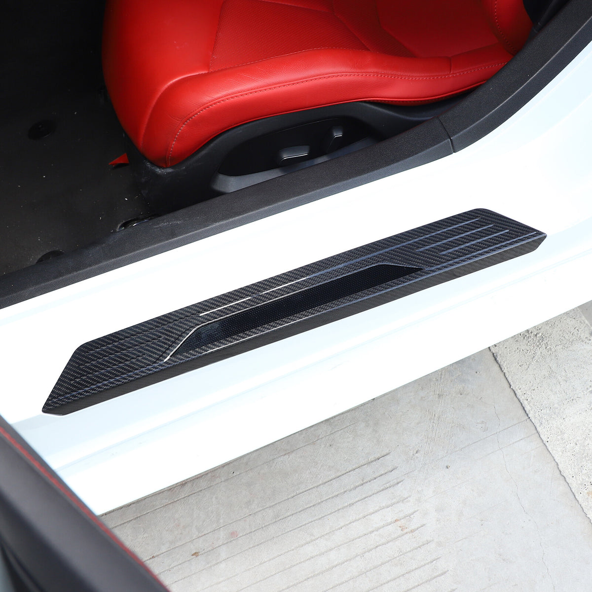 Real Carbon Fiber Scuff Plate Door Sill Cover Protector For Corvette C8 2020-26 10