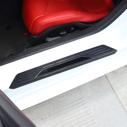 Real Carbon Fiber Scuff Plate Door Sill Cover Protector For Corvette C8 2020-26 10