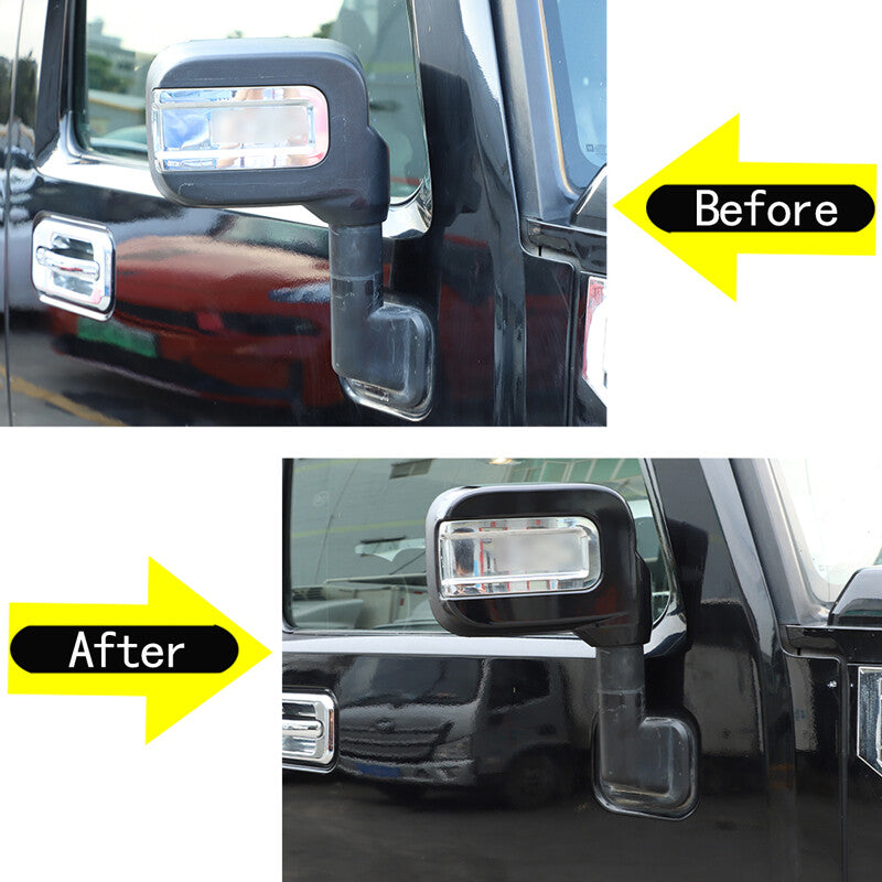 Glossy Black Side Door Mirror Cover Trims Moulding For 2003-09 Hummer H2 SUV SUT 4