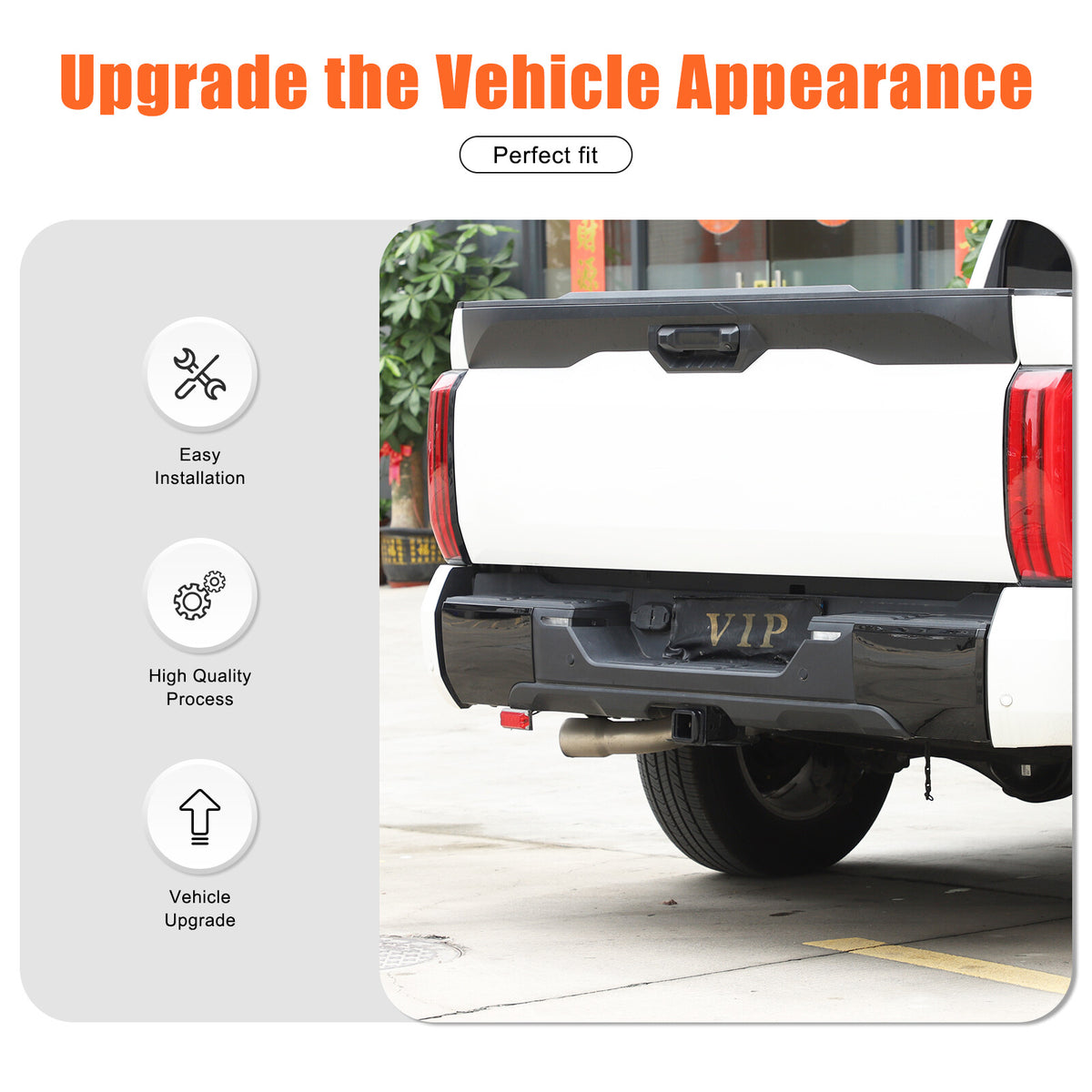 Glossy Piano Black Rear Bumper Panel Trim Cover For Toyota Tundra 2022+ US 12