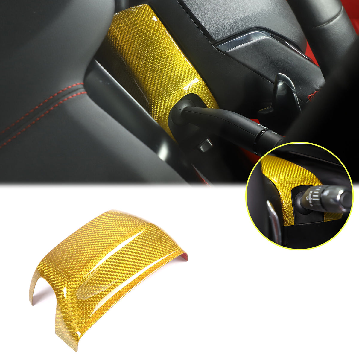 Yellow Carbon fiber Steering Wheel Base Trim Cover For Corvette C8 Z06 2020-26 2