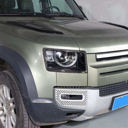 Carbon fiber Front headlight lamp cover Trim For Land Rover Defender 90 110 20+ 7