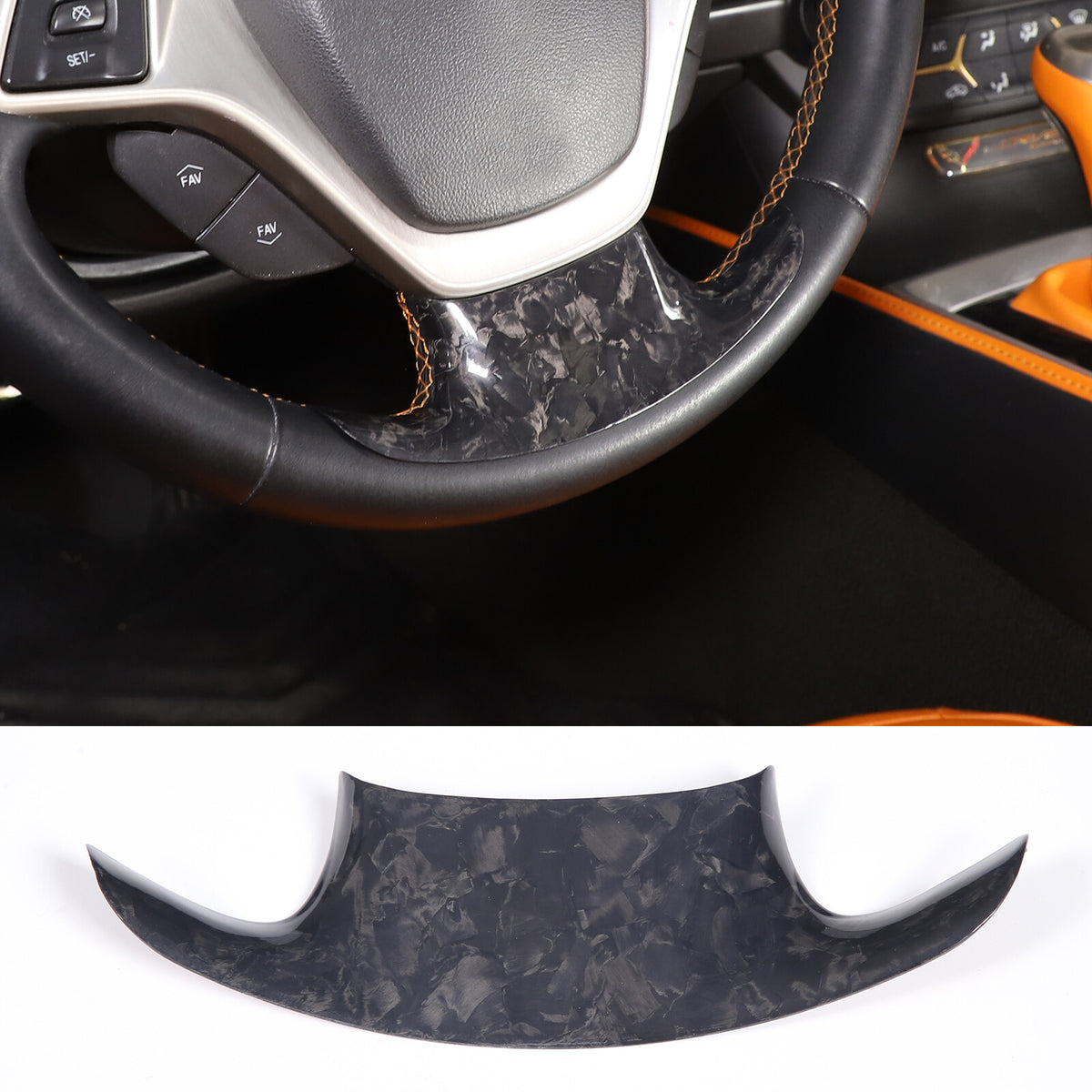 Forged Carbon Fiber interior Steering Wheel Cover Trim for Corvette C7 2014-2019 1