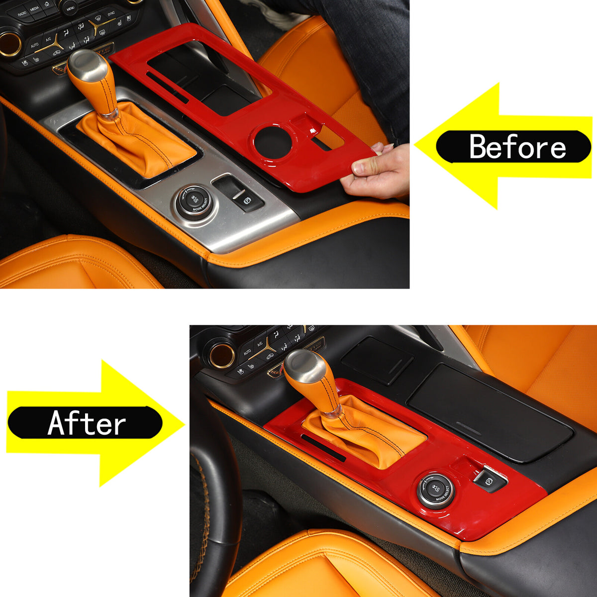 Sports Red ABS Interior Decoration Cover Trim Kit For Corvette C7 2014-19 - Styles 6-10 54