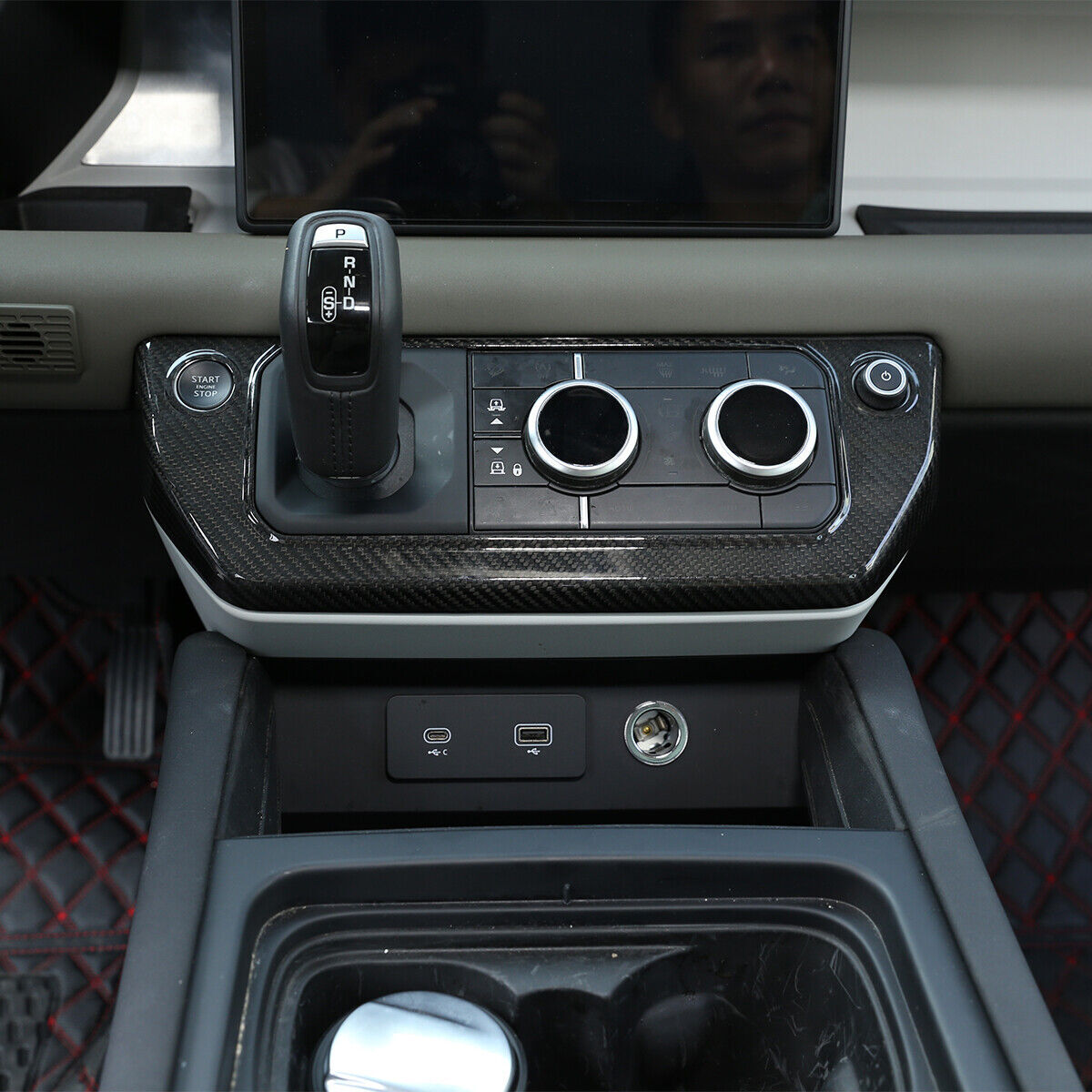 Real Carbon Fiber Air Conditioning Switch Trim for Land Rover Defender 2020-24 4