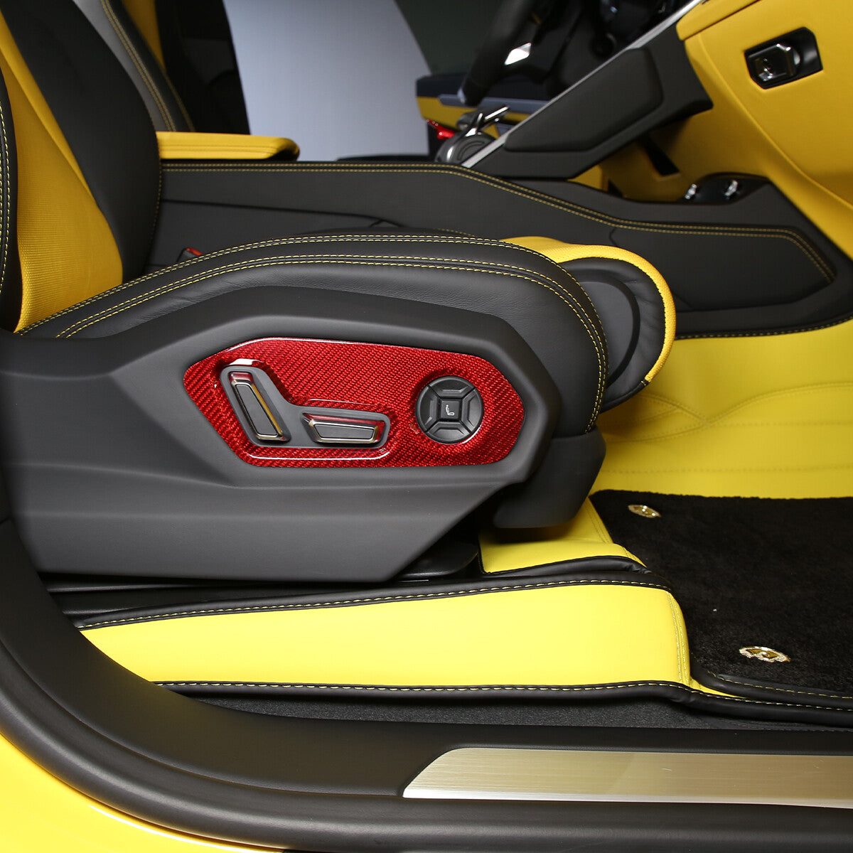 Red Carbon Fiber Seat Adjustment Button Switch Trim For Lamborghini URUS 18-23 8