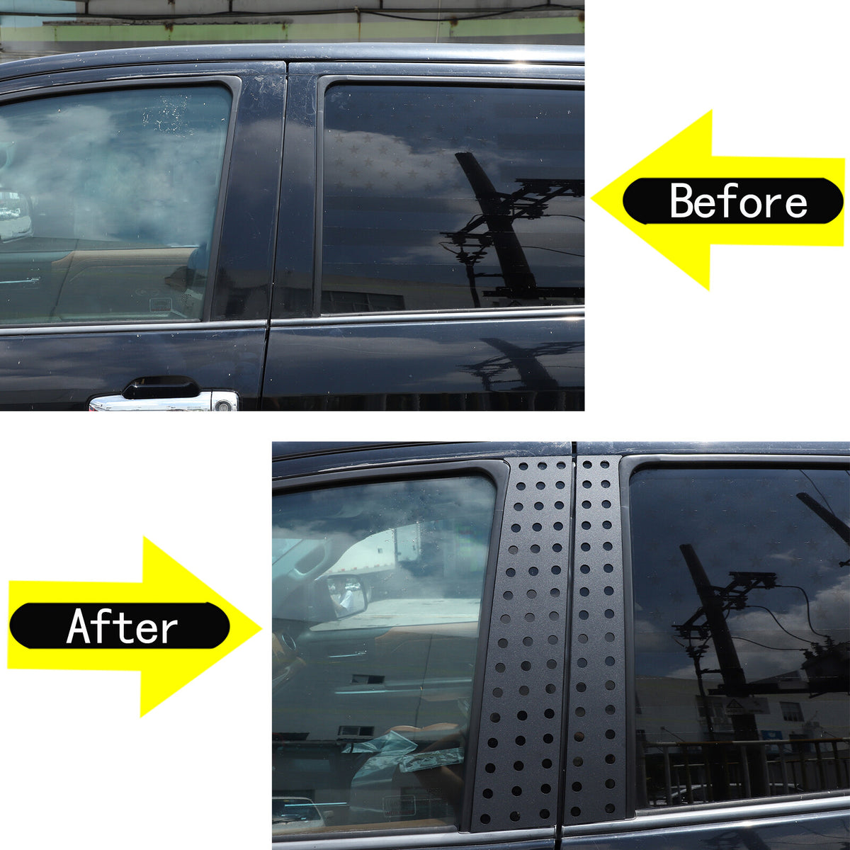 Black Aluminum Alloy Window Center Pillar Trim Panel For Toyota Tundra 2007-21 11