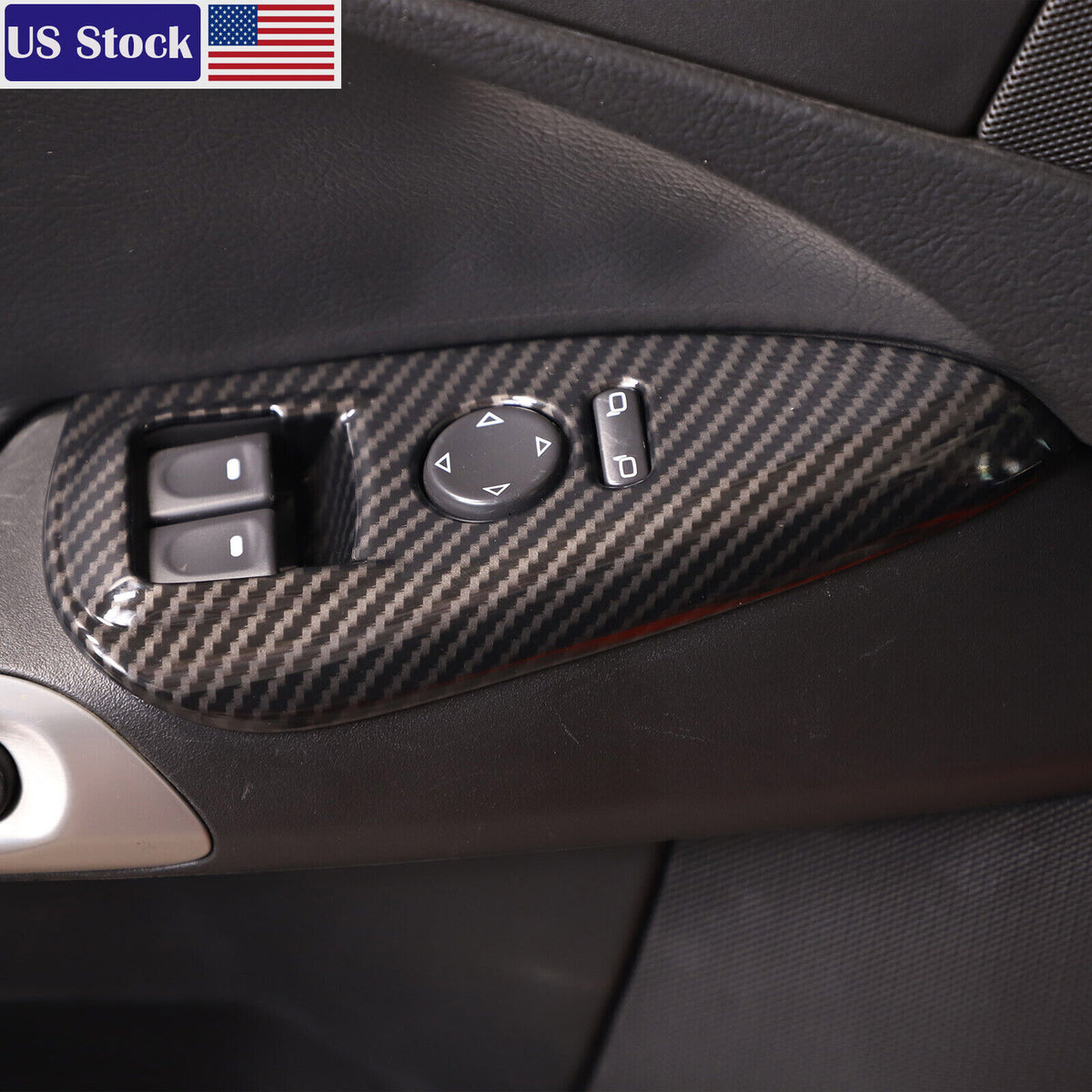 Carbon Fiber ABS Door Window Lift Button Trim Frame Set For Corvette C6 05-13 US 6