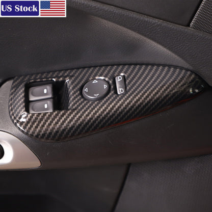 Carbon Fiber ABS Door Window Lift Button Trim Frame Set For Corvette C6 05-13 US 6
