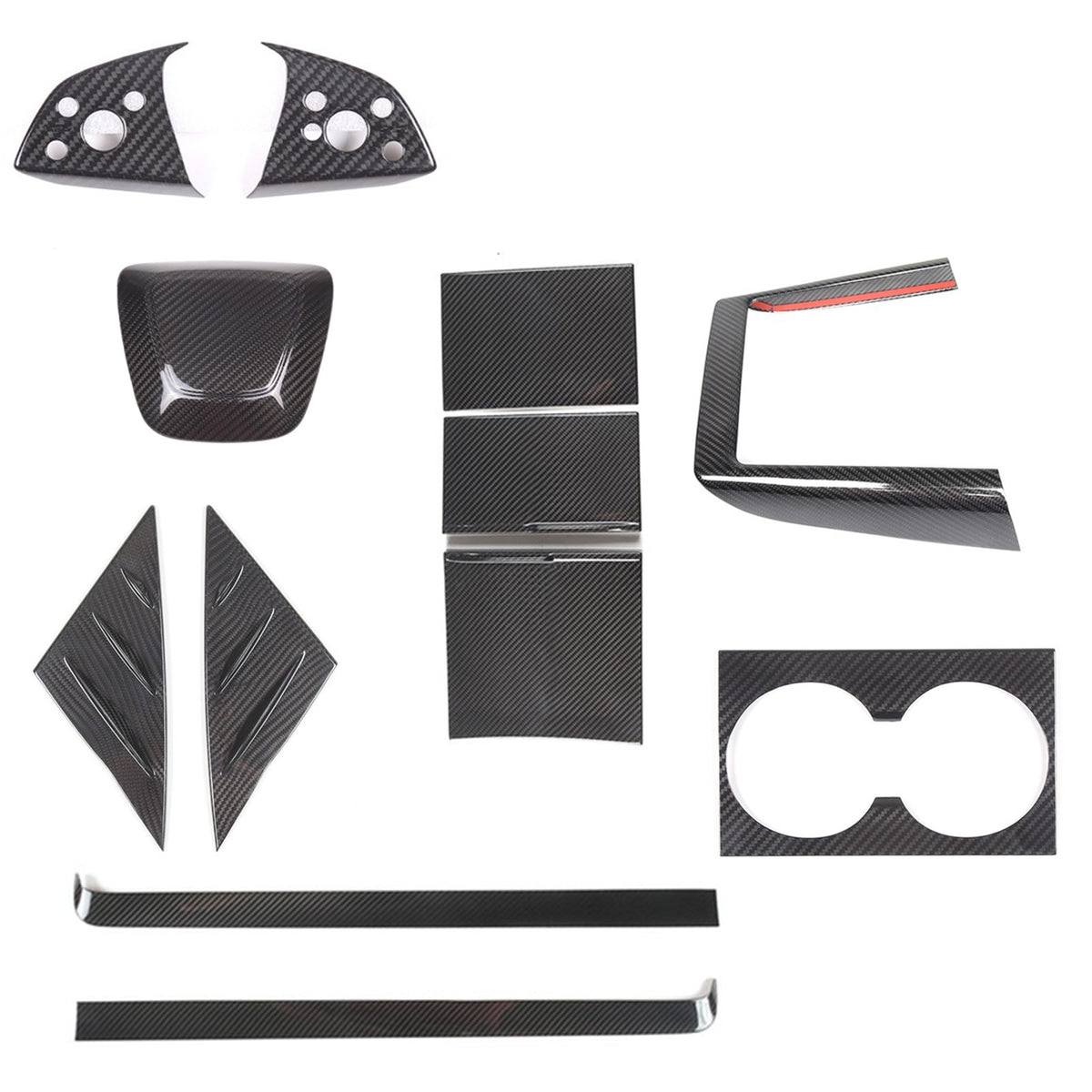 Real Dry Carbon Fiber Center Console Interior Trim Cover For Tesla Model 3 2023+ 1