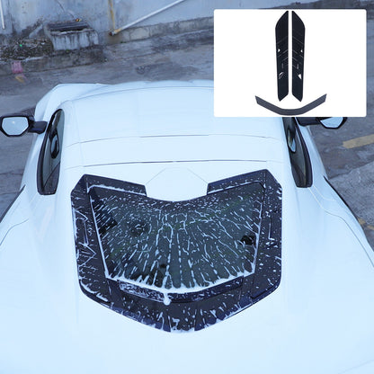 ABS Piano Black Rear Hood Wash Waterproof Trim Cover For Corvette C8 2020+ 16