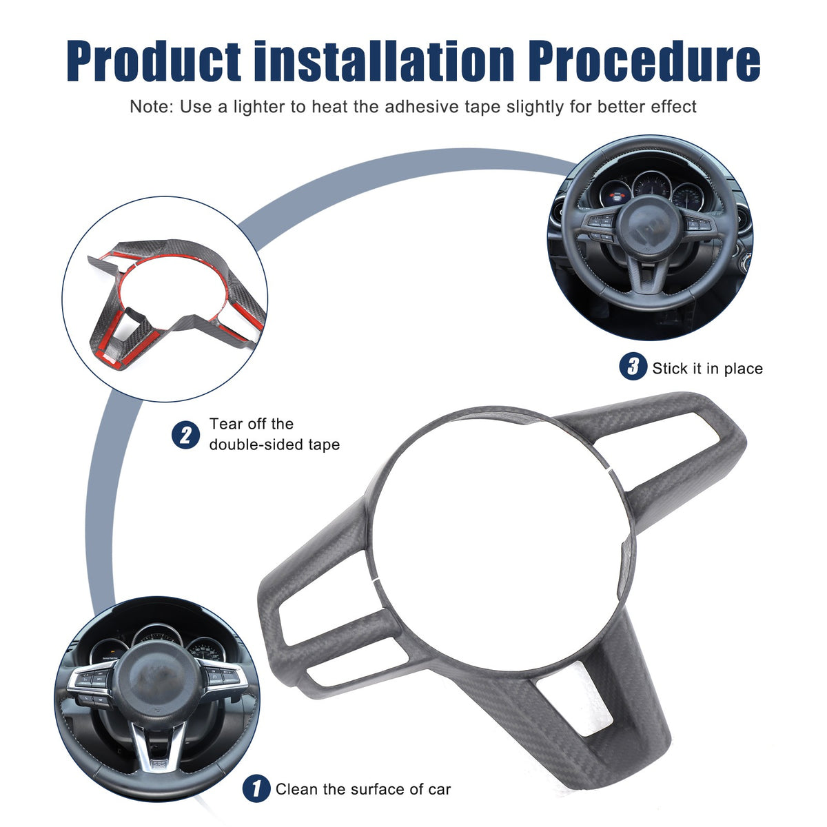 Matte Real Carbon Fiber Steering Wheel Button Trim For Mazda MX-5 Miata 2016-25 19