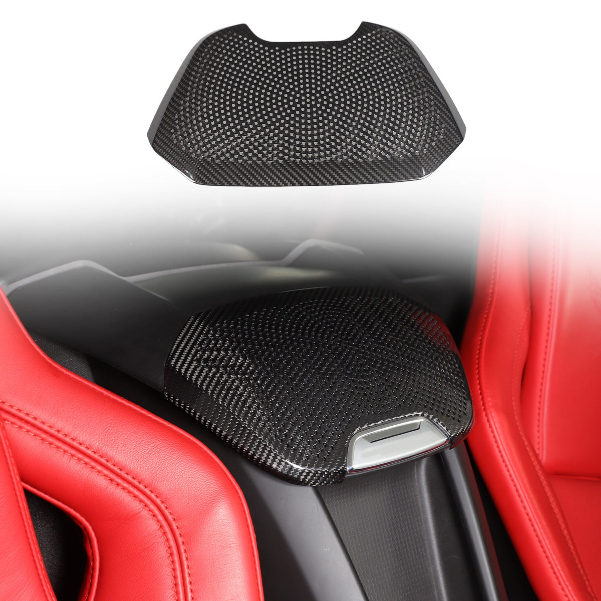 Real Carbon Fiber Rear Seat Single Speaker Grill Trim For Corvette C8 1LT 2020+ 1