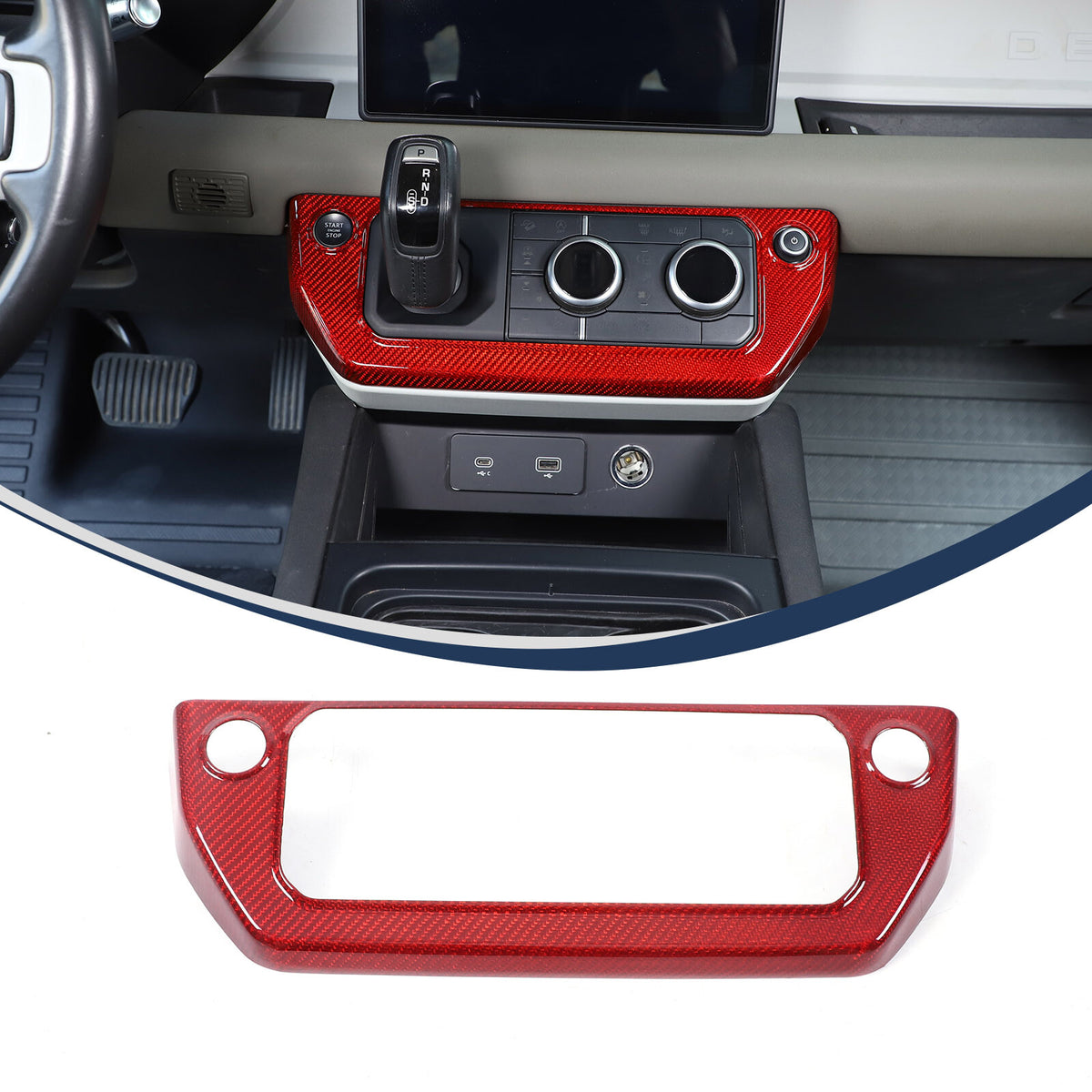 Red Real Carbon Fiber Air Conditioning Switch Panel Trim for LR Defender 2020-24 12