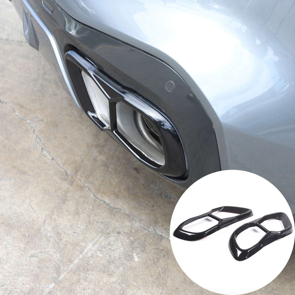 Black Rear Tail Pipe Cover Trim For BMW X5 X6 X7 M60 2019+ 18