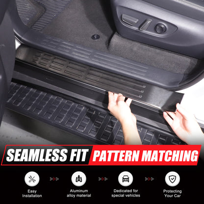 Black Interior Door Sill Guard Protector Cover For Toyota Land Cruiser LC250 US 13