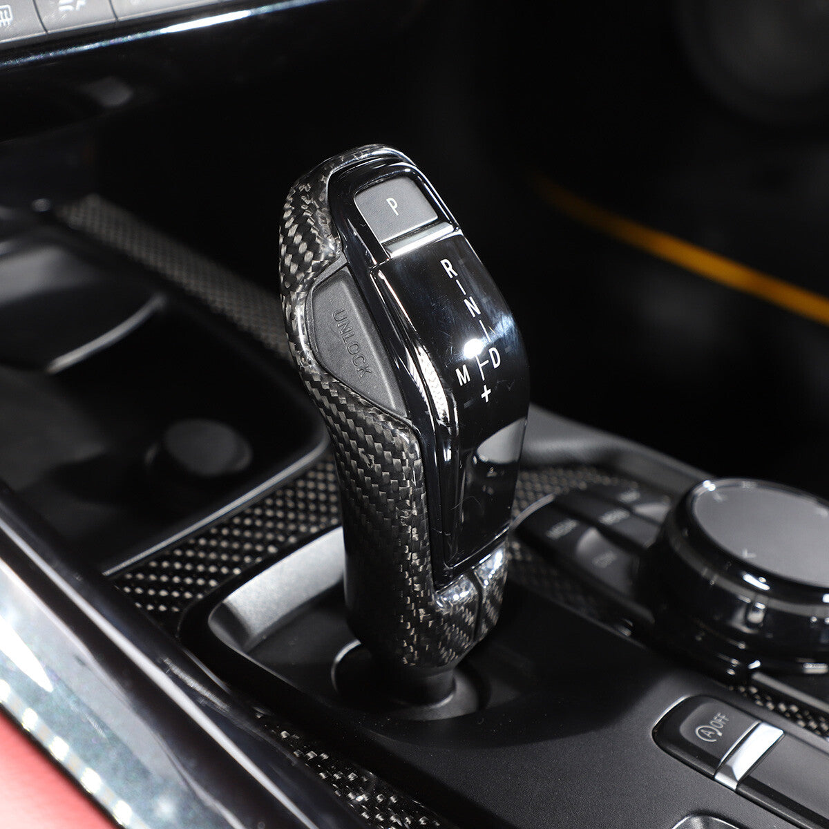 2pcs Carbon fiber Gear Shift Knob Handle Trim Cover For Toyota Supra A90 2019-22 9