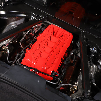 Red Engine Bay Panel Cover Trim in Edge Blue For Corvette C8 2020-26 20