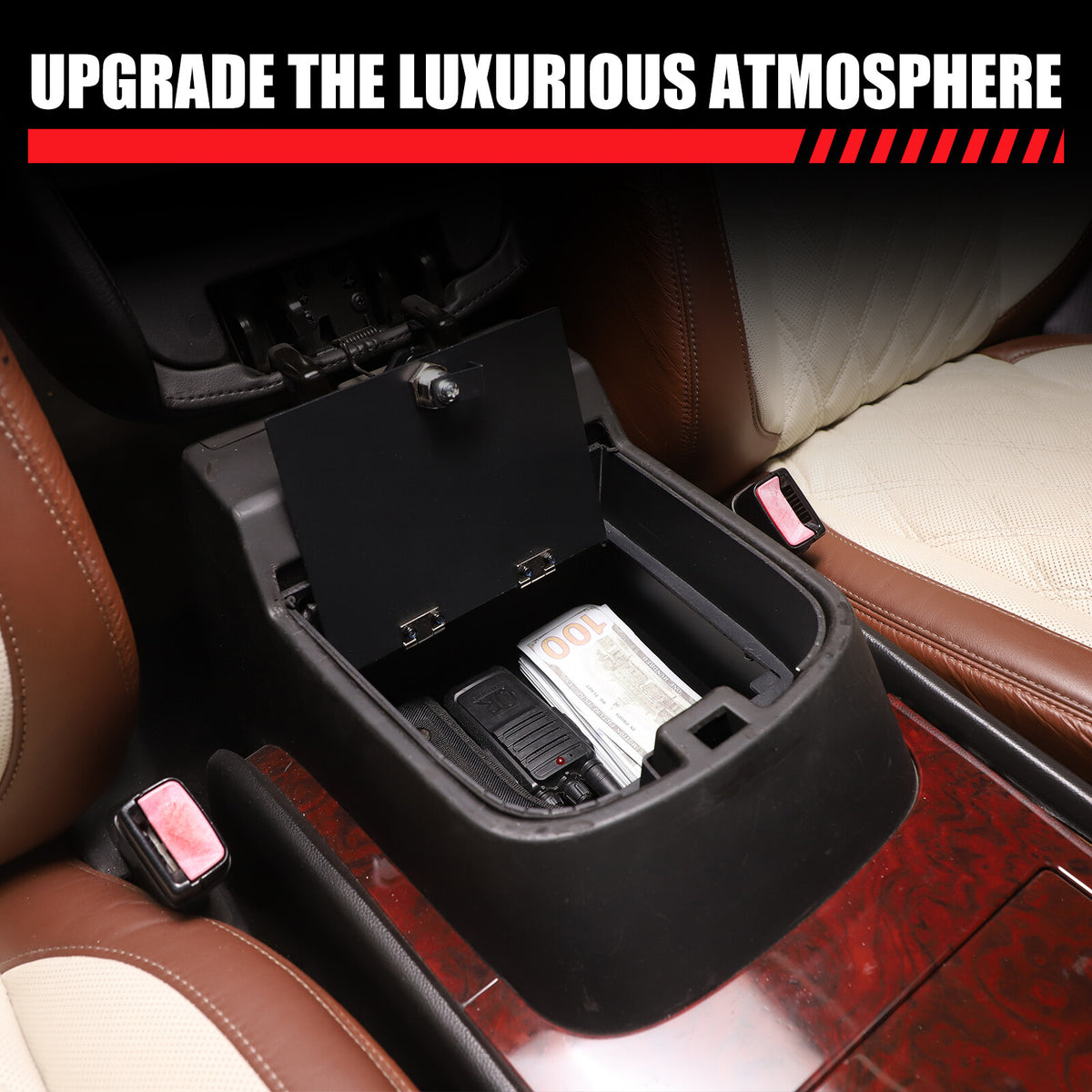Alloy Center Console Armrest Safe Box Tray For Cadillac Escalade 2007-2014 21