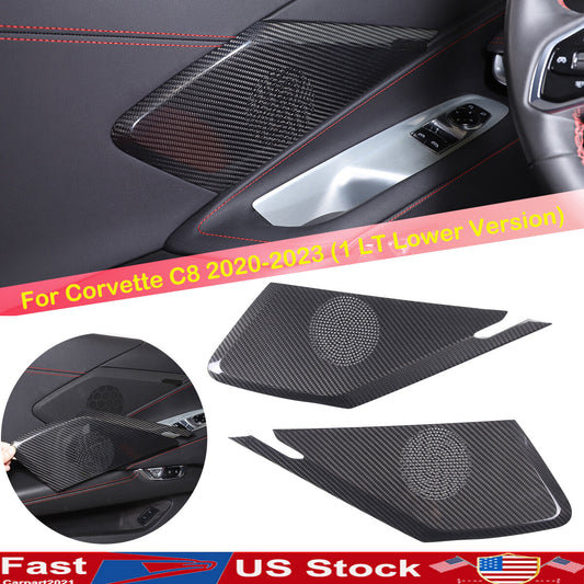 Black Door Sound Speaker Cover REAL HARD Carbon Fiber For Corvette C8 1LT 20+ US 1