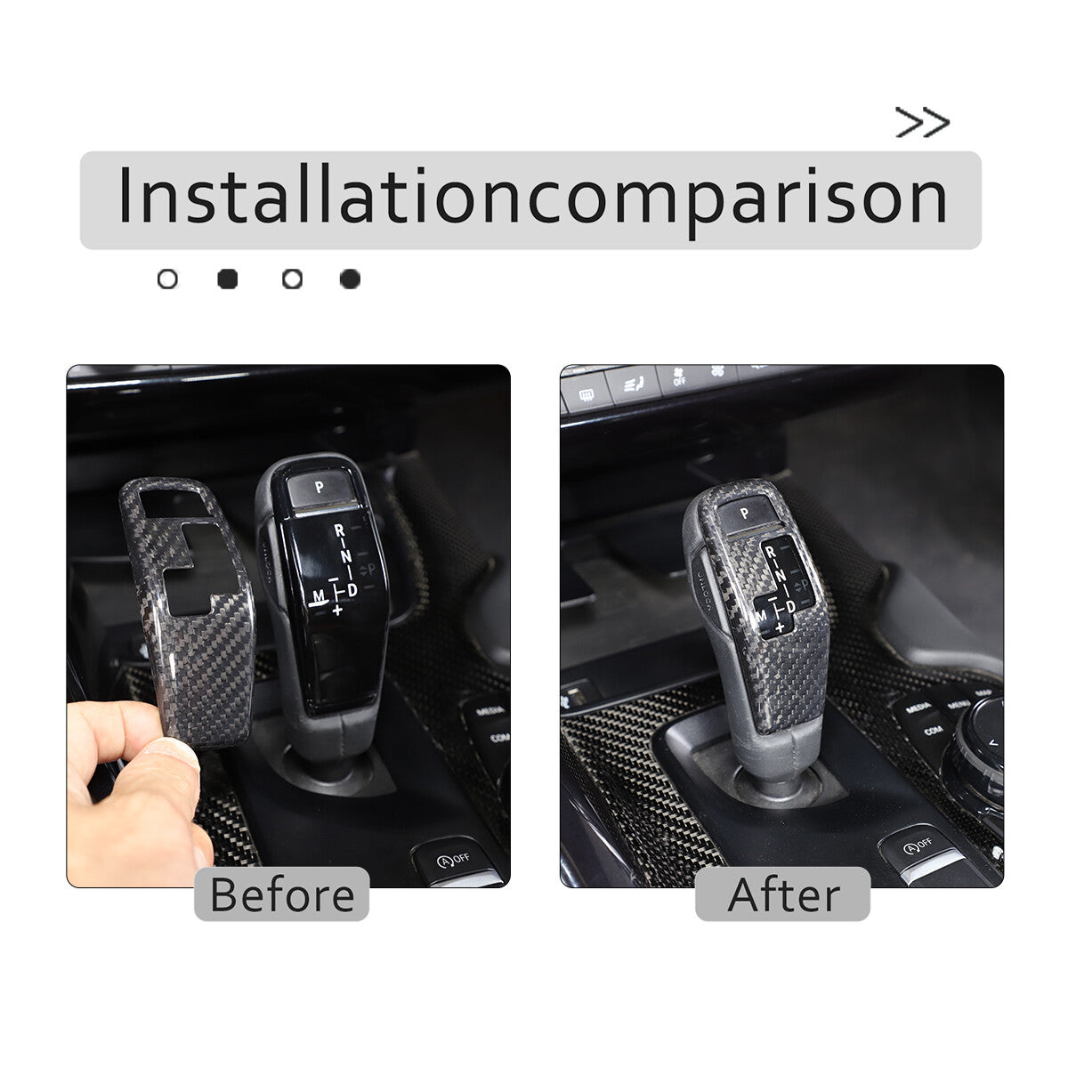 2pcs Carbon fiber Gear Shift Knob Handle Trim Cover For Toyota Supra A90 2019-22 3