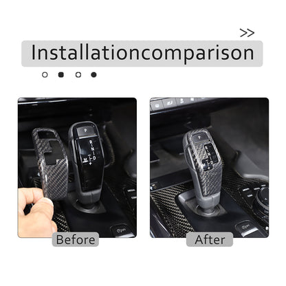 2pcs Carbon fiber Gear Shift Knob Handle Trim Cover For Toyota Supra A90 2019-22 3