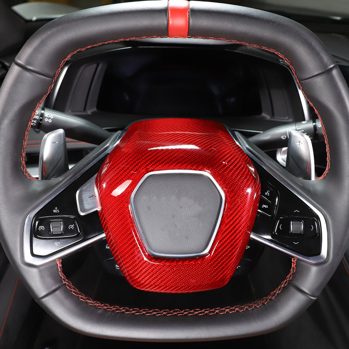 Red Real Carbon Fiber Full Interior Set Decor Trim Kit for Corvette C8 20-25 206