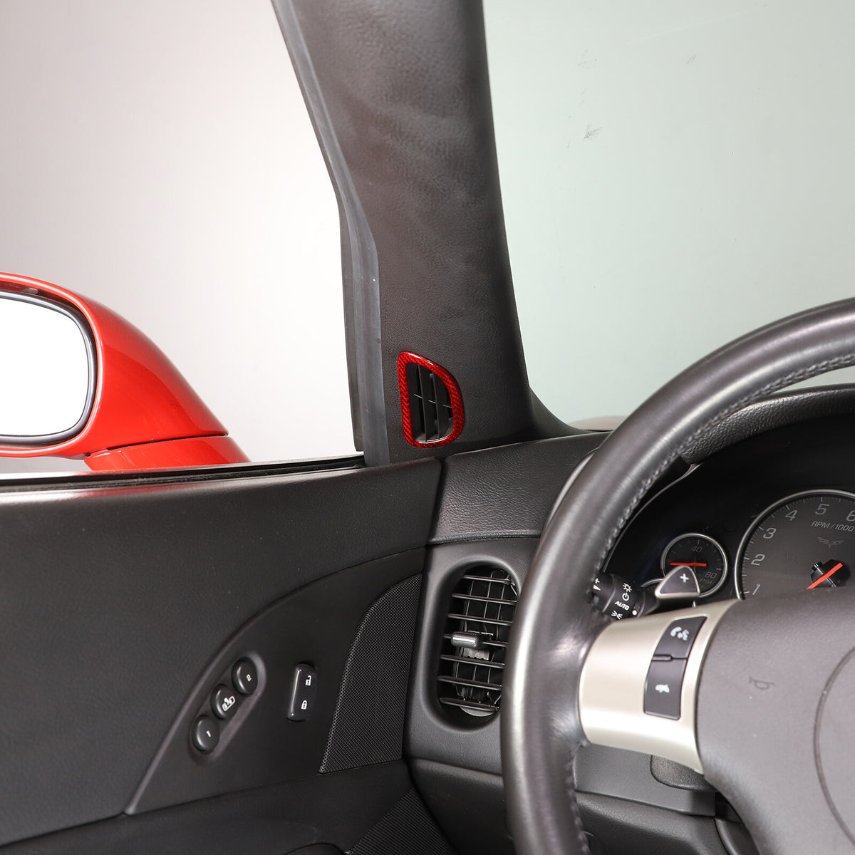Red Carbon Fiber Interior A-pillar Speaker Frame Trim For Corvette C6 2005-2013 15