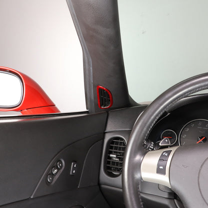 Red Carbon Fiber Interior A-pillar Speaker Frame Trim For Corvette C6 2005-2013 15