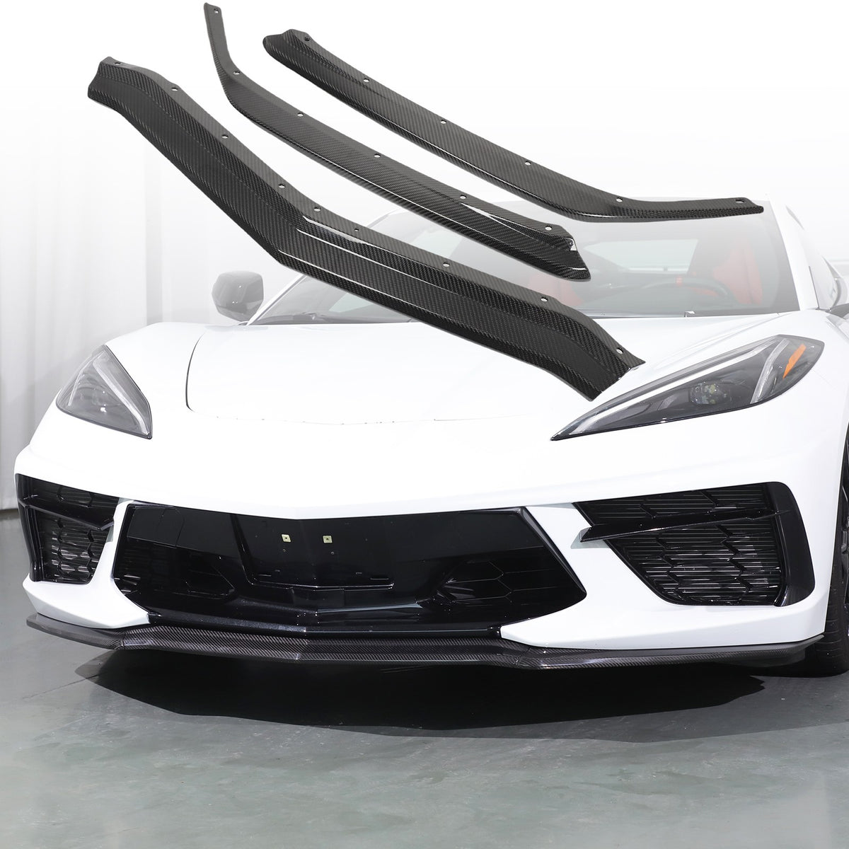 Real Carbon Fiber Front Bumper Lip Splitter For 20-26 Corvette C8 Z51 Stingray 1