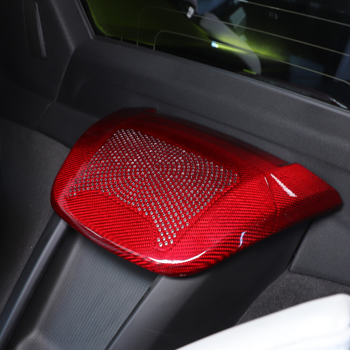 Red Real Carbon Rear Speaker Cover For Corvette C8 C8 Convertible 2LT 3LT 20-26 12