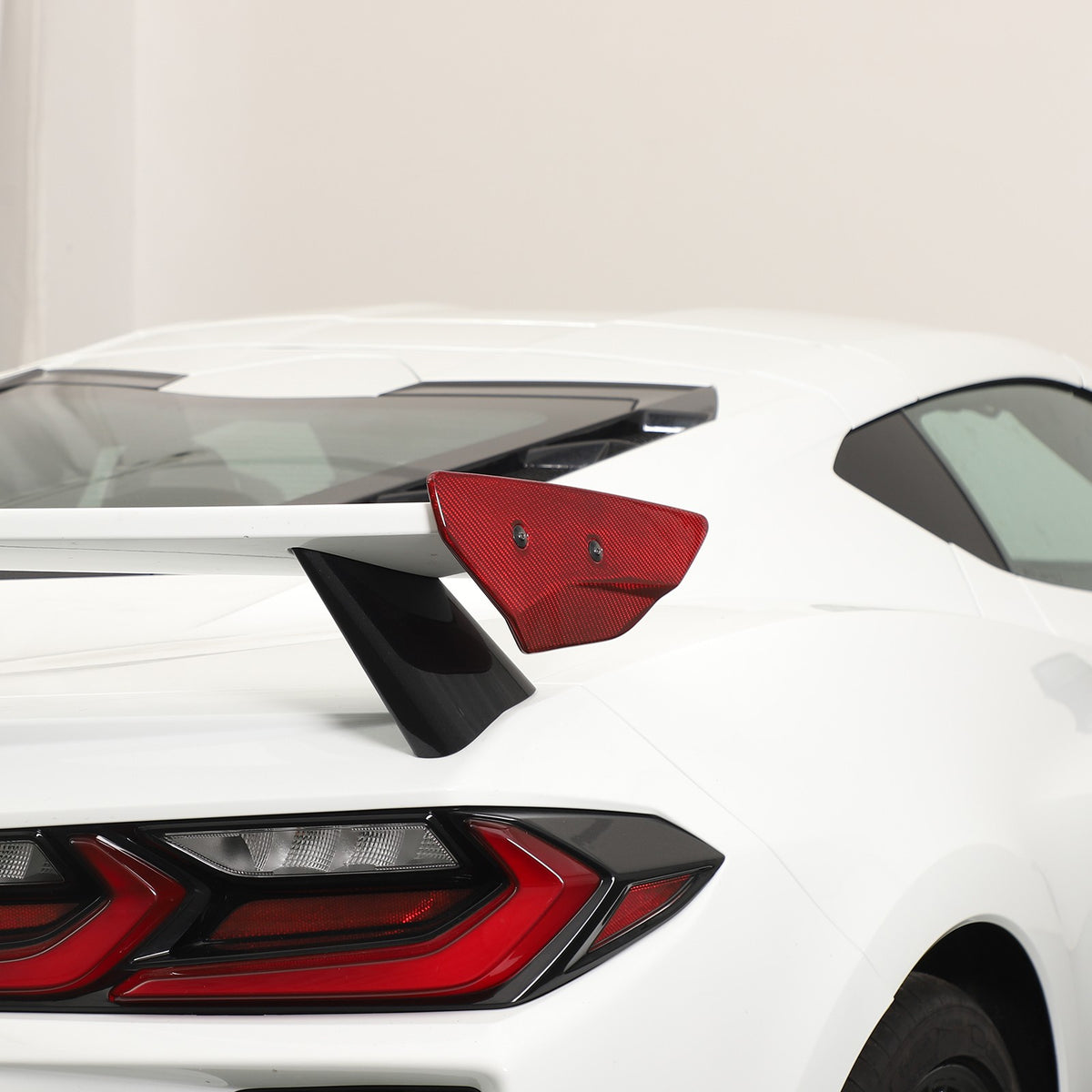 Replacement Red Real Carbon Fiber Rear Spoiler Panel Trim For Corvette C8 2020+ 16