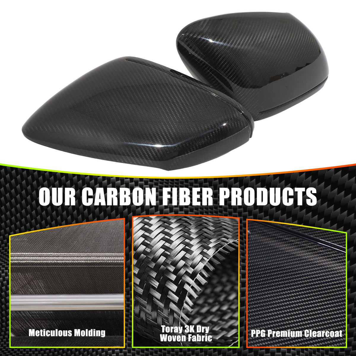 Real Carbon Fiber Rearview Mirror Trim For LR Range Rover Sport L494 14-22 US 18