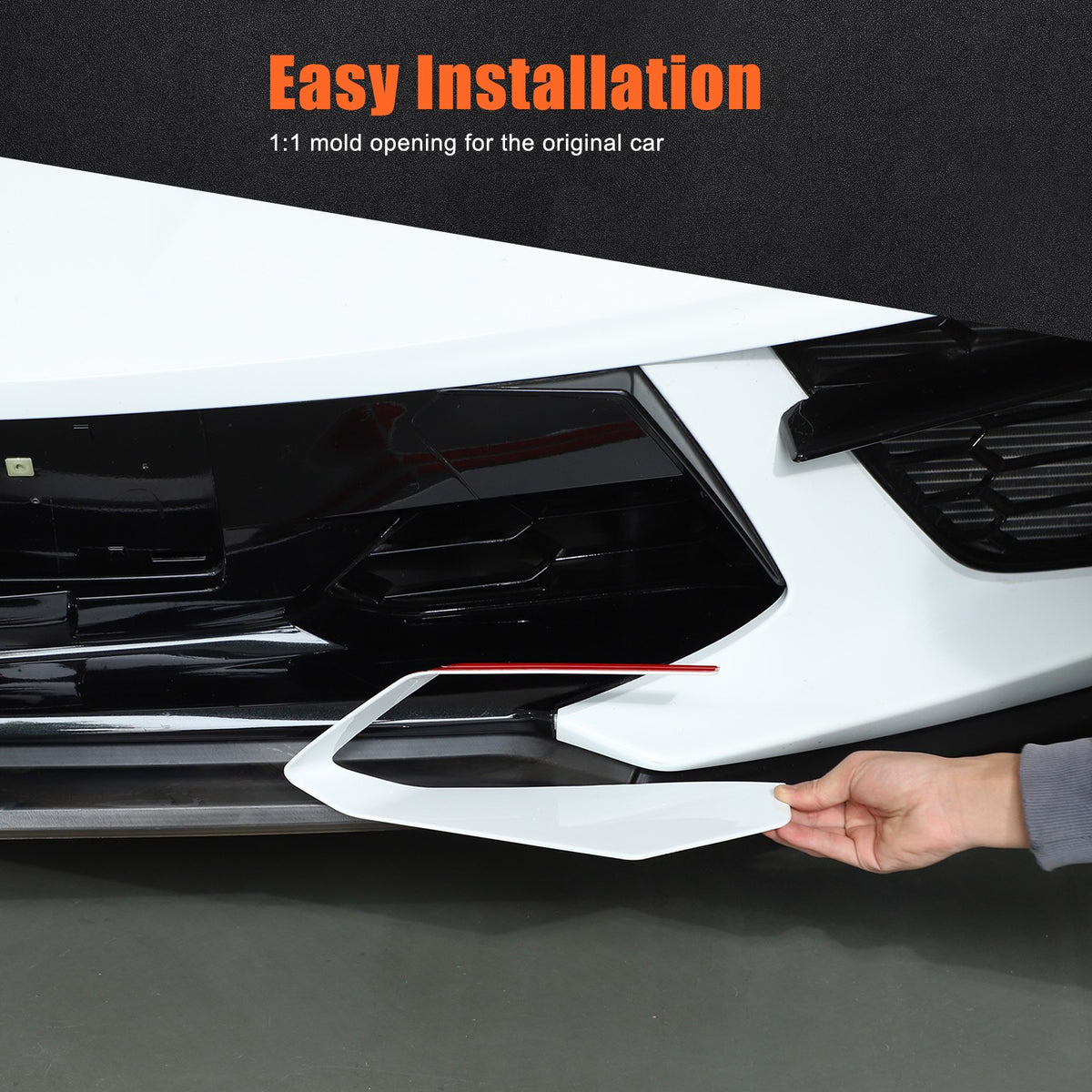 White ABS Front Bumper Center Grille Frame Trim For Corvette C8 2020+ 9