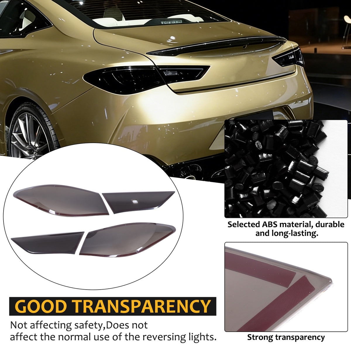 Smoked Black Rear Tail Light Guard Cover Trim Bezel For Infiniti Q60 2016+ US 17