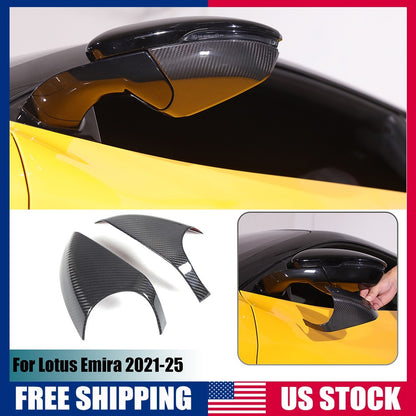 Real Carbon Fiber Exterior Rearview Mirror Base Trim For Lotus Emira 21-23 US 1