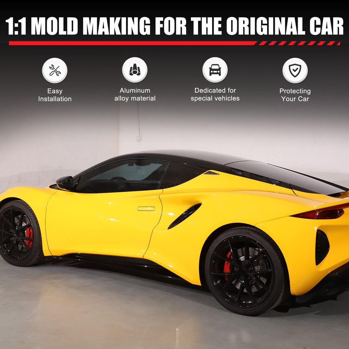Alloy Exterior Rear Quarter Window Pillar Cover Trim For Lotus EMIRA 2021-2025 22